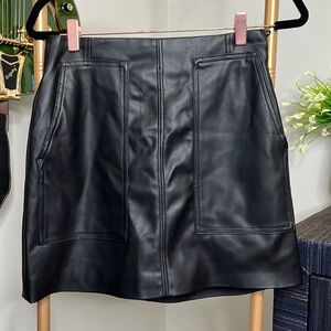 Black Fake Leather Mini Skirt